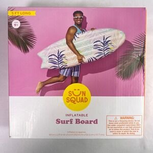 Sun Squad Inflatable Surf Board Pool Float Tropical Palm Leaf 5 FT Long Ages 9+